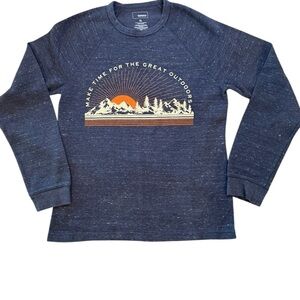 Sonoma Women's Navy Graphic Thermal Textured Knit Top XL Extra Large Hiking